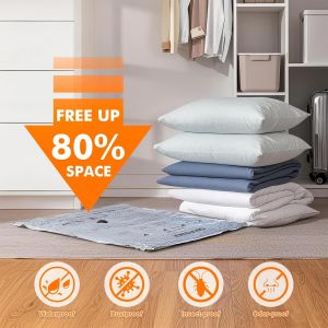 Vacuum Storage Bags with Hand Pump for Travel Space Saving Compression Bags for Clothes Clothing Blankets and Duvets