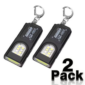 Powerful Mini COB LED Keychain Flashlight Rechargeable Hanging Work Light Keyring Camping Walking Clip Pocket Lights