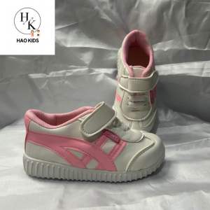 Sepatu sport sepatu sneaker anak perempuan putih list pink