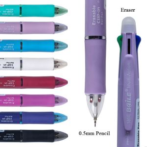 ✨ 5-in-1 Erasable Multifunction Pen – 0.7mm Gel + 0.5mm Pencil 4 Refillable Colors for School & Office Writing Stationery