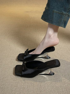 XUJIA | Luxury Wedge Sandals Black Bow-Tie
