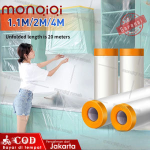 20M Masking Film Tape Furniture Car Protect Cover Plastic Film Barrier Plastik Furniture Plastik Bening Tebal Tutup Ranjang Sofa Mesin Plastik Serbaguna Tutup Furniture Penutup Pelindung Funitur Bungkus Barang Sofa Kasur Spring Bed Taplak Meja Lemari Baju