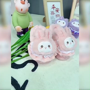 Plush cute rabbit children slippers boys soft sole non slip home fur kids girls Indoor slipper