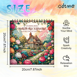 24 Pages Spiral Bound Garden Flower Coloring Book Elegant Floral Patterns Stress Relief Leisure Drawing Gift