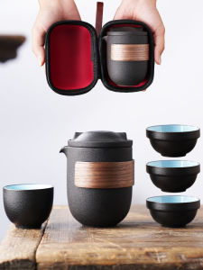 CHALIANCI | Single-person Two-cup Storage Bag for Outdoor Travel Ceramic Tea Pot