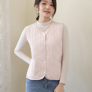 Womens Wool Vest Thickened Winter Warm Inner Wear Fleece Lined Jacket Large Size School Uniform Essential V-Neck Pure Color