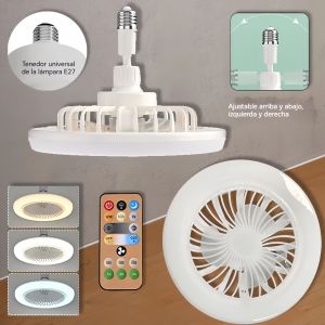 2-in-1 30W Ceiling Fan Light with Remote Control 360° Rotating E27 LED Lamp for Living Room & Bedroom Decor