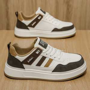 Mens Fashionable Casual Shoes 2025 Autumn Winter Thick Bottom Soft Sole Leather Surface Sporty Trendy Shoes for Youth