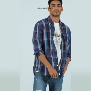 Bombboogie Kemeja Pria Hartford Navy Blue 24722B5NV