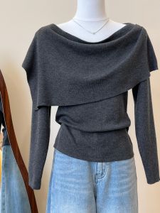 Loowmane | Brown Drop Shoulder Cape-like Illusion Two-Piece Sweater