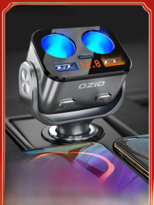 Ozio 120W Car Charger for Trucks One-To-Two Fast Charging Super Quick Vehicle Adapter Universal Cigarette Lighter Plug