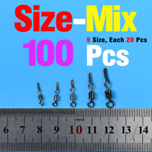 100Pcs Drop Shot Swivels Rolling Swivels Line Clip Connector Sinker Weight Mold Fishing Line Fast Connector Fishing Accessories