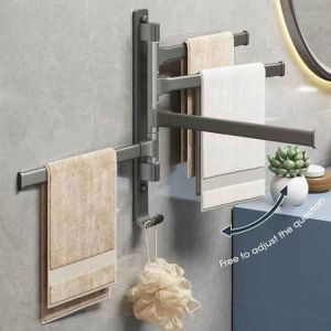【High Quality+in Stock】180 Degree Rotating Aluminum Towel Rack Aluminum Wall Mounted Towel Rack Towel Holder