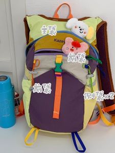 Dopamine Color Block Large Capacity Outdoor Sports Travel Hiking Backpack Mens Multifunctional Cycling Shoulder Bag Street Cool Style