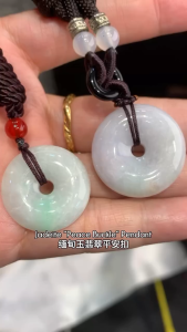 💚 Natural Jadeite Peace Buckle Necklace💚 翡翠玉平安扣(绑绳项链)