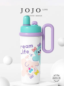 Cute Large Capacity Stainless Steel Straw Cup Double Drink Insulated Cup JOJOS L. PD Durable round Cylinder for All Seasons