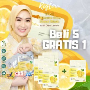 Reglow 3in1 Ultimate Glow Sheet Mask dengan Masker Wajah Dingin Jeju Lemon