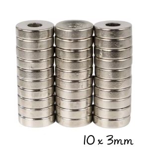 5 PCS Magnet Bulat Super Kuat Neodymium Ring Hole NdFeB N35 10x3mm