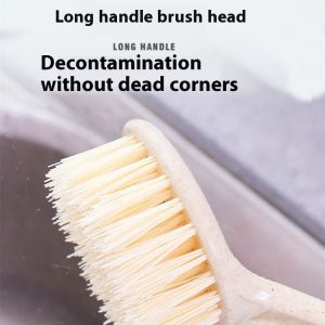 SeasTina rơm lúa mì tay cầm dài nhà bếp chổi cọ bát đĩa rửa chén bàn chải làm sạch làm không hại tay bàn chải vệ sinh gia đình Bàn chải làm sạch