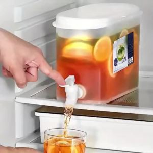 3.5L Water Kettle With Faucet Beverage Dispenser Cold Juice Lemonade Drinks Bucket Liquid Storage Tank Outdoor Fridge Organizers