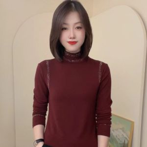 Y Original Inner Wear Outer Wear Fashionable Long Sleeve Letters Half Turtleneck Bottoming Shirt Casual Easiest for Match Younger Fashion Autumn and Winter T