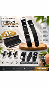 Leather Watch Strap Replacement Band | Generic Black & Rust Watch Band with Buckle | Durable Comfortable & Adjustable Wrist Strap for Mens and Womens Watches | Stylish Replacement Watch Accessory with Secure Fit