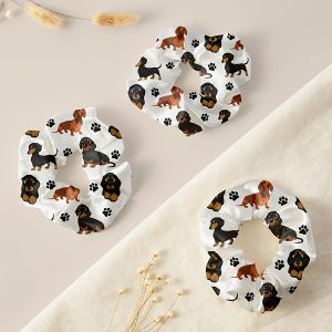 Cute hair decoration high elastic durable hair ring dachshund puppy pattern women tie hair rope