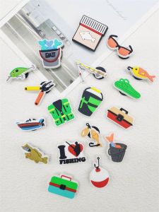 18PCS Shoe Charms PVC Fishing Series Decorations For Women Garden Shoes New Design Kawaii Diy Ornaments Clog Buckle Accessories