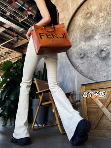 Quần Jeans Ống Loe Cạp Cao Cho Nữ Quần Jeans Denim Dài Đến Sàn Màu Trắng Ống Loe Cạp Cao Kiểu Dáng Thon Gọn Cho Nữ