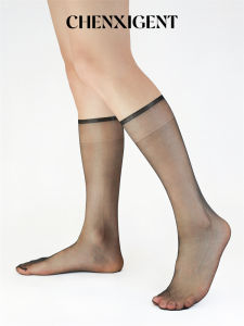 Mens Formal Crystal Silk Stockings Ultra-Thin Transparent Daily Use Disposable Smooth Surface Nylon Mid-Calf Socks