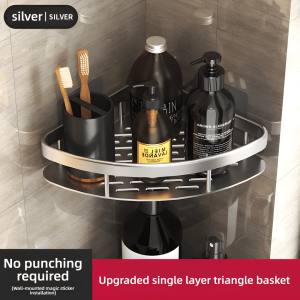 Bathroom Shelf Kitchen Storage Organizer Aluminum Alloy Shampoo Rack Shower Shelf Bathroom Accessories No Drill Shelf