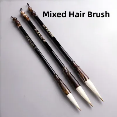 Beginners 6-Piece Calligraphy Brush Set Wolf Hair Brushes Hard Nib Brushes Practice Set Chinese Painting Calligraphy Tools