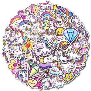 Bộ 50 Dễ Thương Kỳ Lân Động Vật Hoạt Hình Đồ Bộ Miếng Dán Chống Thấm Nước Cho Điện Thoại Đàn Guitar Laptop Notebook Vali Cốc Đồ Chơi Trẻ Em 4-7Cm