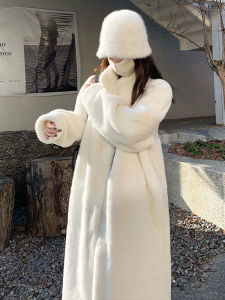 Thickened Long Collar Water Rabbit Fur Mink Velvet Integrated Eco-friendly Fur Coat Womens Coat Korean Style Loose Fit Long Sleeve