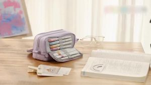 Large-Capacity Portable Pencil Case Minimalist Multi-Compartment Pencil Case Stationery Organizer Desktop Storage Pouch