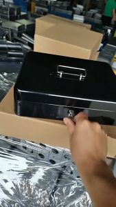 Samudra ~ Biru - Brankas uang cashbox ada kunci 30x24x9CM steel material baja - PROMO CODAN