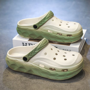 Mens Summer Outdoor Sports Sandals Slippers Breathable Anti-Slip Driving Beach Shoes Soft Bottom Two-Way Wear Hole Design