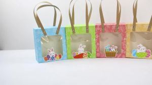 Túi Giấy Đựng Quà Tặng Lễ Phục Sinh Có Quai Xách Thiết Kế Hình Thỏ Hộp Quà Tặng Có Cửa Sổ Dành Cho Trẻ Em Bộ 4/8 Cái Bao Bì Trứng Phục Sinh
