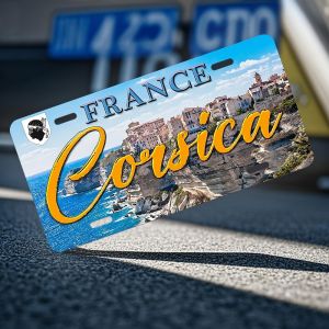 2D Flat Vintage French Corsica Coastal Metal Sign - Large Garage Homefor Man Cave Decor - Rustic Mediterranean Sea Wall Art
