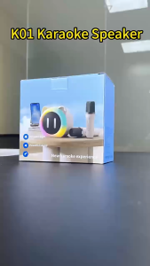 แบบพกพา ลำโพงบลูทูธ ไมโครโฟนคู่ รองรับ USB/TF/AUX RGB มินิ แบบพกพา ลำโพงคาราโอเกะ ไร้สายกลางแจ้งขนาดเล็ก