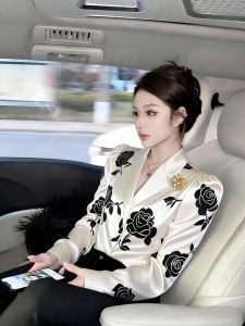 Formal Occasion Elegant French Style Print Shirt
