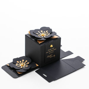 New Arrival Niche Style Exquisite Black Wedding Tie Creative Square Pattern Wedding Candies Box Engagement Candy Box Packaging Box