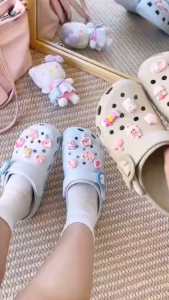 Dép Sục Mix Quai Màu Hồng Xanh Chất Liệu EVA Cao Cấp Siêu Nhẹ Quai Khuy Khóa Linh Hoạt Chống Nước