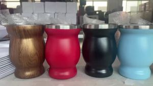 Yerba Mate Gourd Cup 304 Stainless Steel 8oz Mate Cup Double Wall 8oz Argentine Yerba Mate Gourd Cups for Hot and Cold Drinks