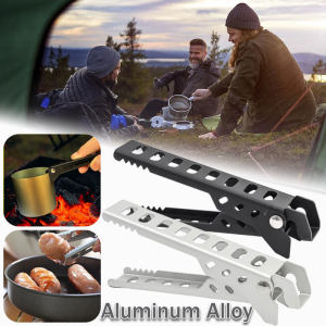 2-in-1 Outdoor Camping Pot Gripper Hiking Cooking Picnic Barbecue Safe Anti-Scald Cookware Anti-hot Handle Holder Clip Pan Bowl Food Clamp