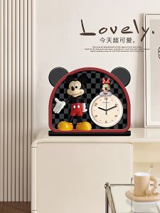 Đồng Hồ Trang Trí Bàn Mickey Hoạt Hình Dễ Thương 2025 Mới Sang Trọng Nhẹ Tiếng Đồng Hồ Gỗ Không Nguồn Sáng Trang Trí Phòng Khách