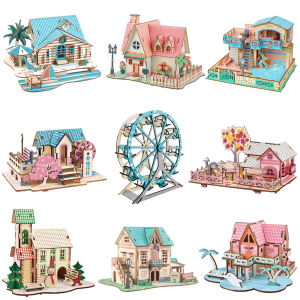 ทําด้วยมือไม้ 3D จิ๊กซอว์ปริศนาเกม DIY ประกอบอาคารการศึกษาของเล่นเด็กปฐมวัยสําหรับห้องเด็กตกแต่งของขวัญ