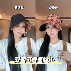 Casual Double-Sided Wearable Plaid Bucket Hat Womens Spring Summer New Style Outdoor Sun Protection Hat Fashionable Versatile Duckbill Cap