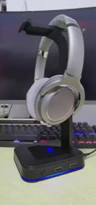 Giá Đỡ Tai Nghe RGB Với Cổng Type-C & 2 Cổng USB Jack Âm Thanh 3.5mm Giá Đỡ Đa Cổng Cho Tất Cả Các Loại Tai Nghe Phụ Kiện Tai Nghe Lý Tưởng Cho Máy Tính Để Bàn Chơi Game