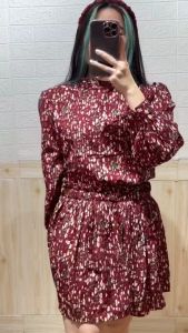 4856 Flosy Flower Long Sleeves Skort One Set